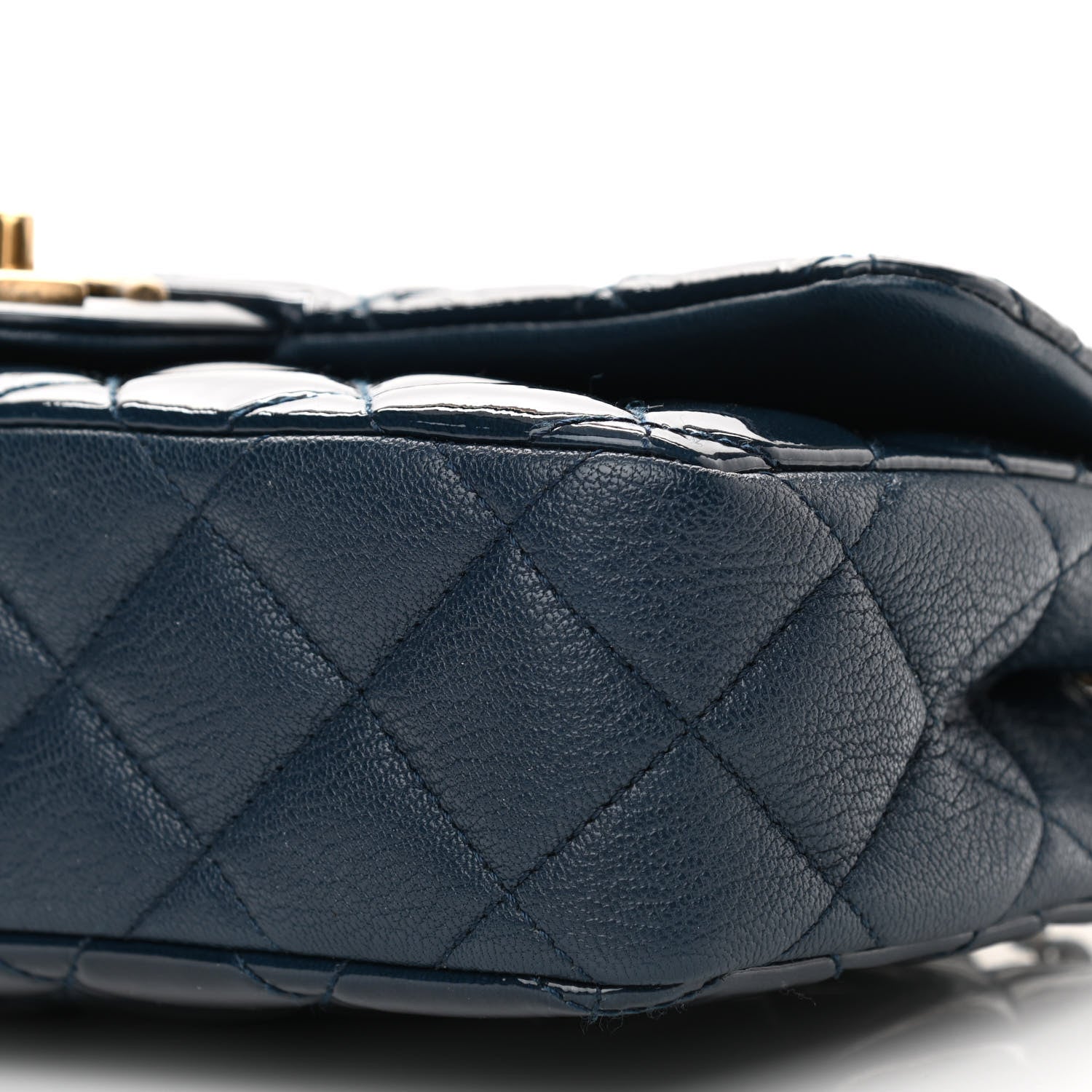 Chanel Patent Goatskin Quilted Medium CC Eyelet Flap Blue 10 of 11