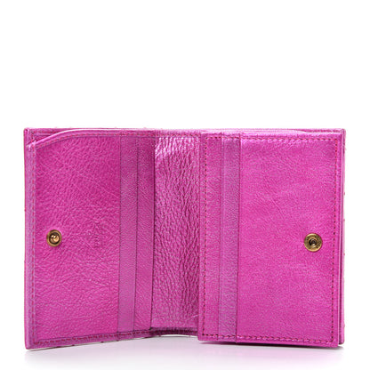 Gucci Metallic Calfskin Matelasse Crystal GG Marmont Wallet Fuchsia 5 of 7