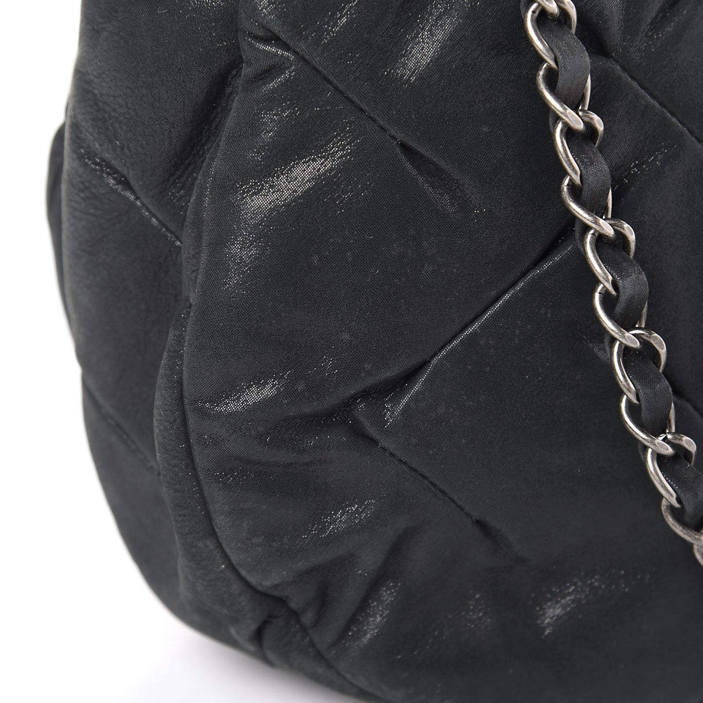 Iridescent Calfskin Glint Flap Black