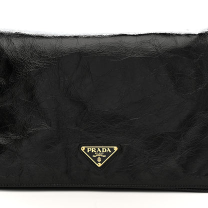 Prada Soft Lux Calfskin Triangle Medium Shoulder Bag Black 8 of 11