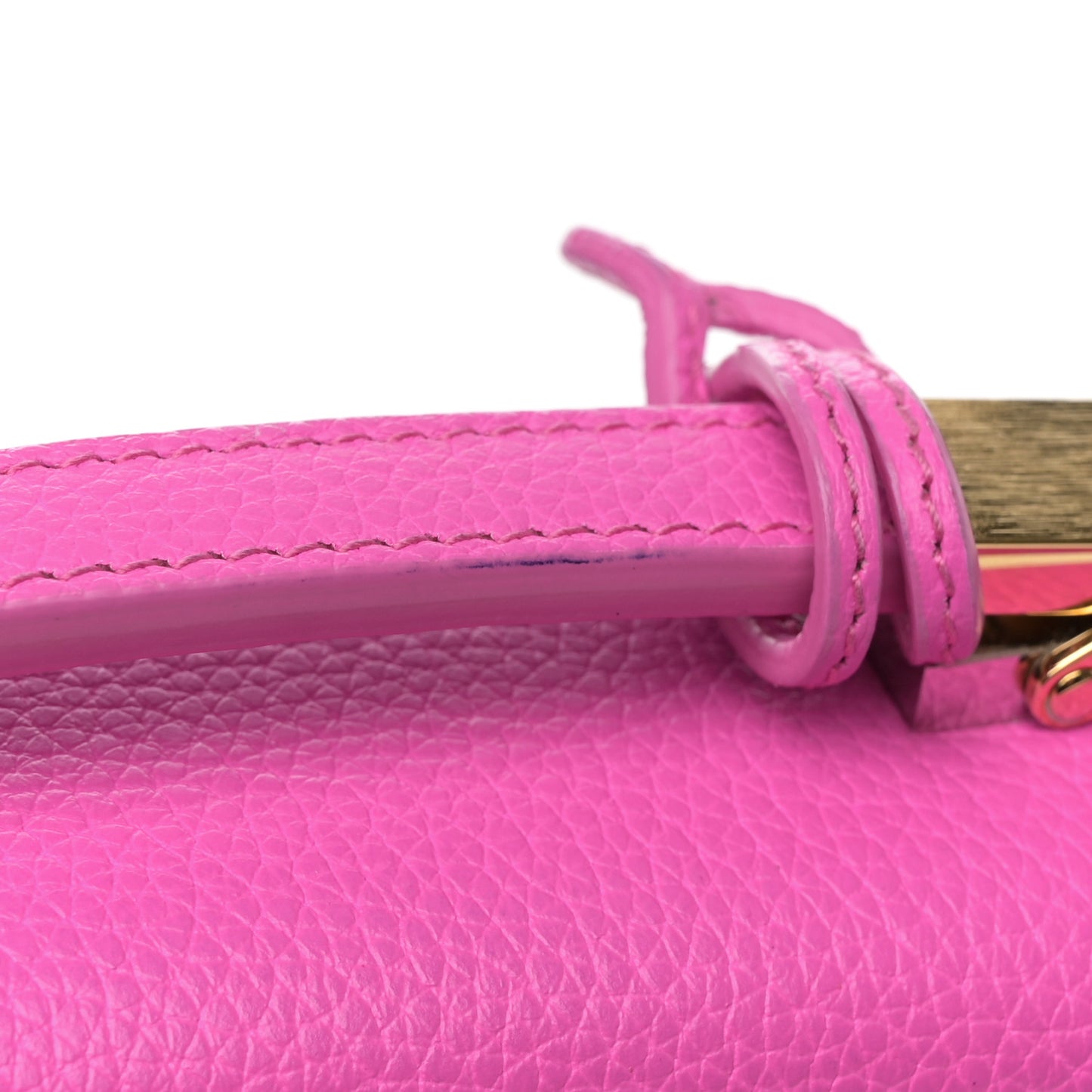 Grained Calfskin Le Dix Mini Soft Cartable Rose Fluo