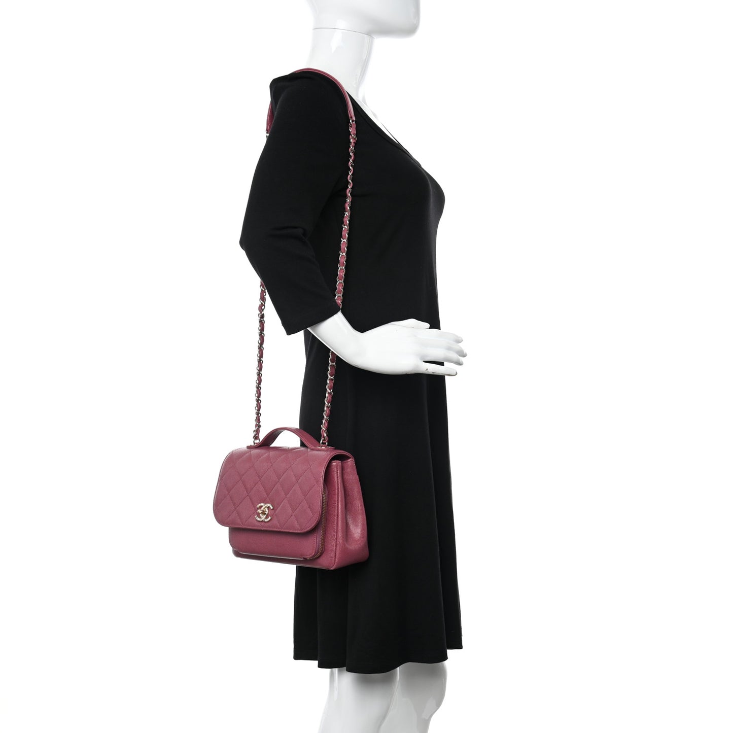 Caviar Quilted Medium Business Affinity Flap Dark Pink