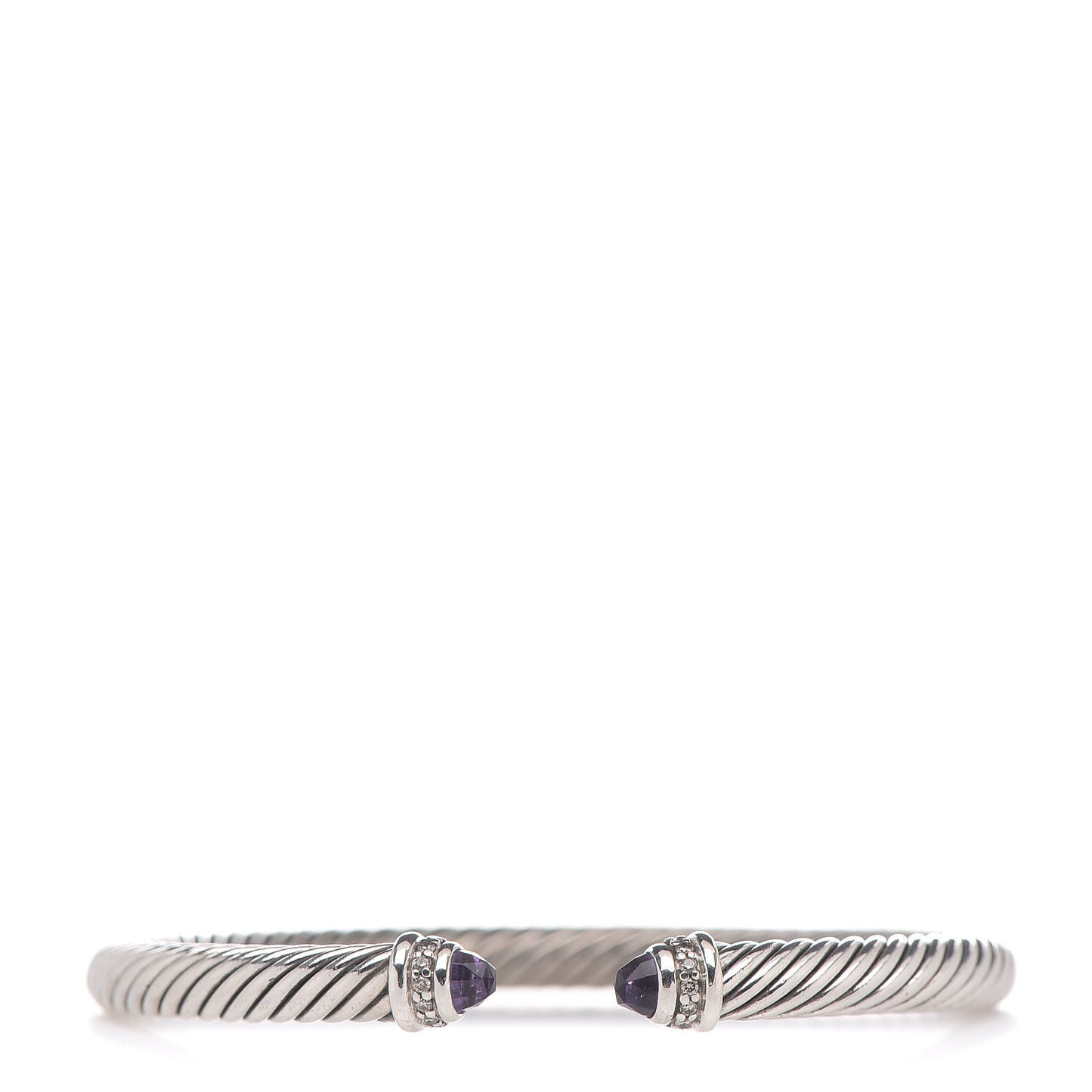 Sterling Silver Diamond Amethyst 5mm Cable Classics Bracelet