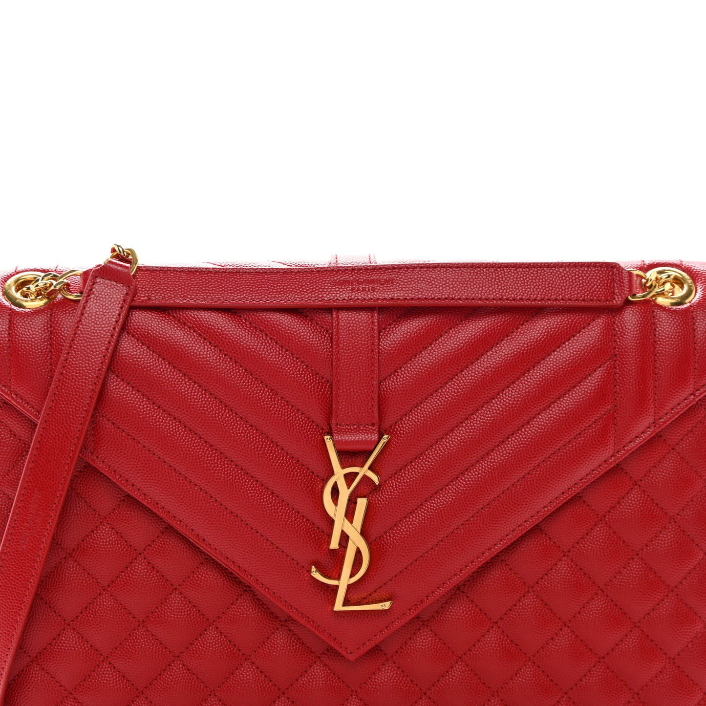 Grain De Poudre Mixed Matelasse Large Triquilt Monogram Satchel New Red
