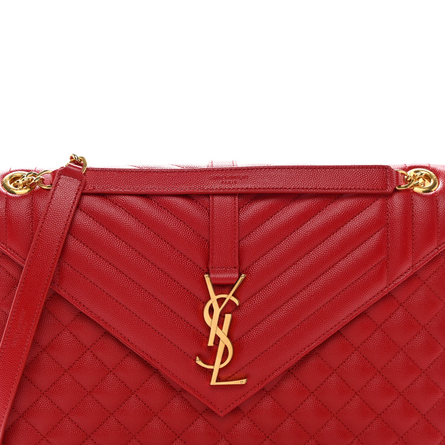 Saint Laurent Grain De Poudre Mixed Matelasse Large Triquilt Monogram Satchel New Red 9 of 11
