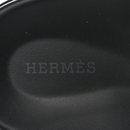 Hermes H Canvas Calfskin Mens Chypre Sandals 40 Prunoir Black 7 of 8