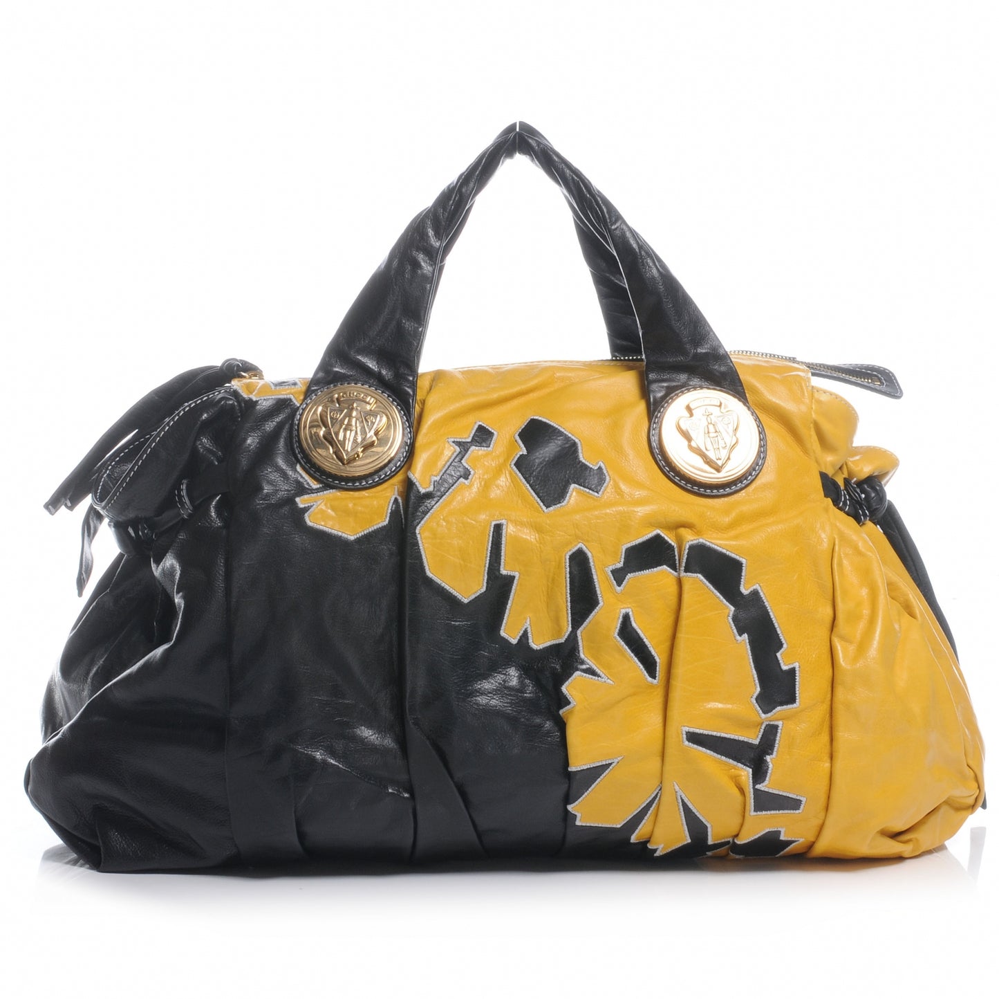 Leather Hysteria Satchel Black Yellow