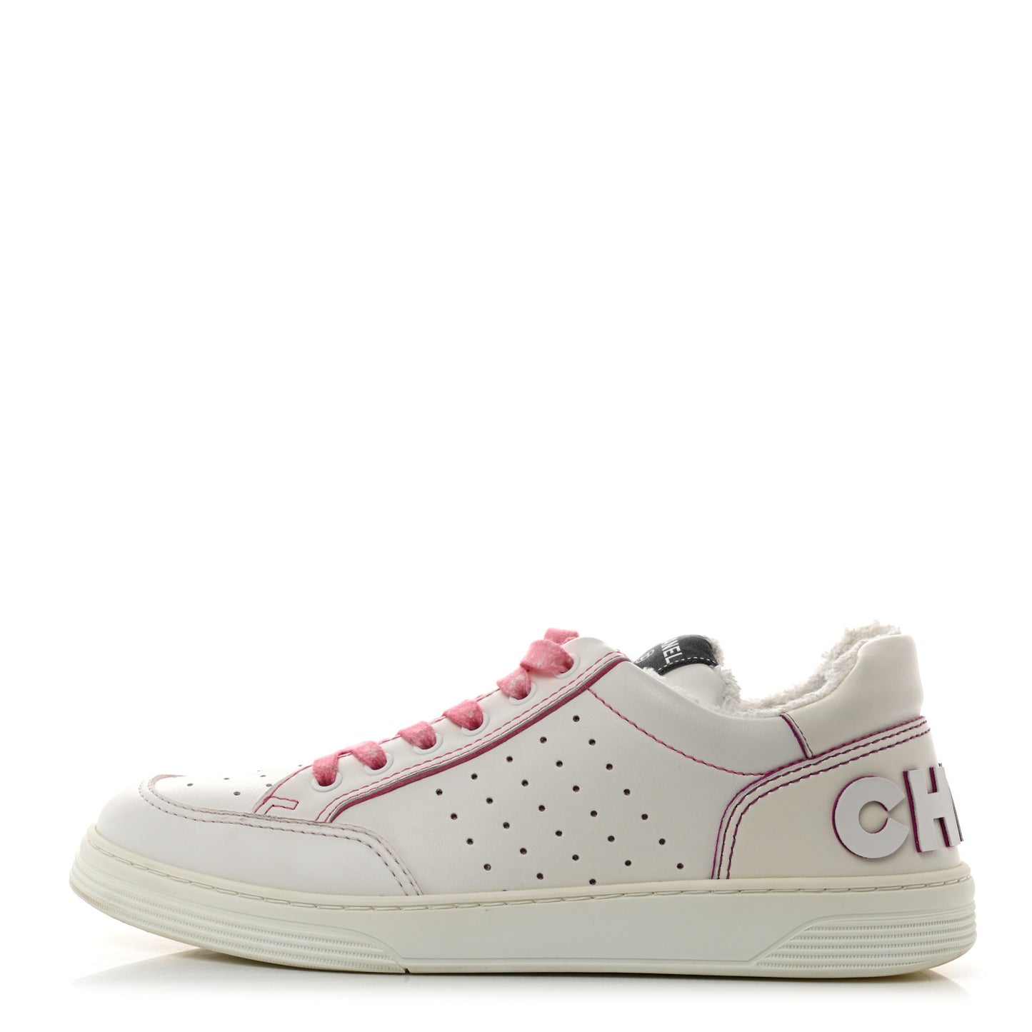 Calfskin Womens Logo Sneakers 41 White Pink