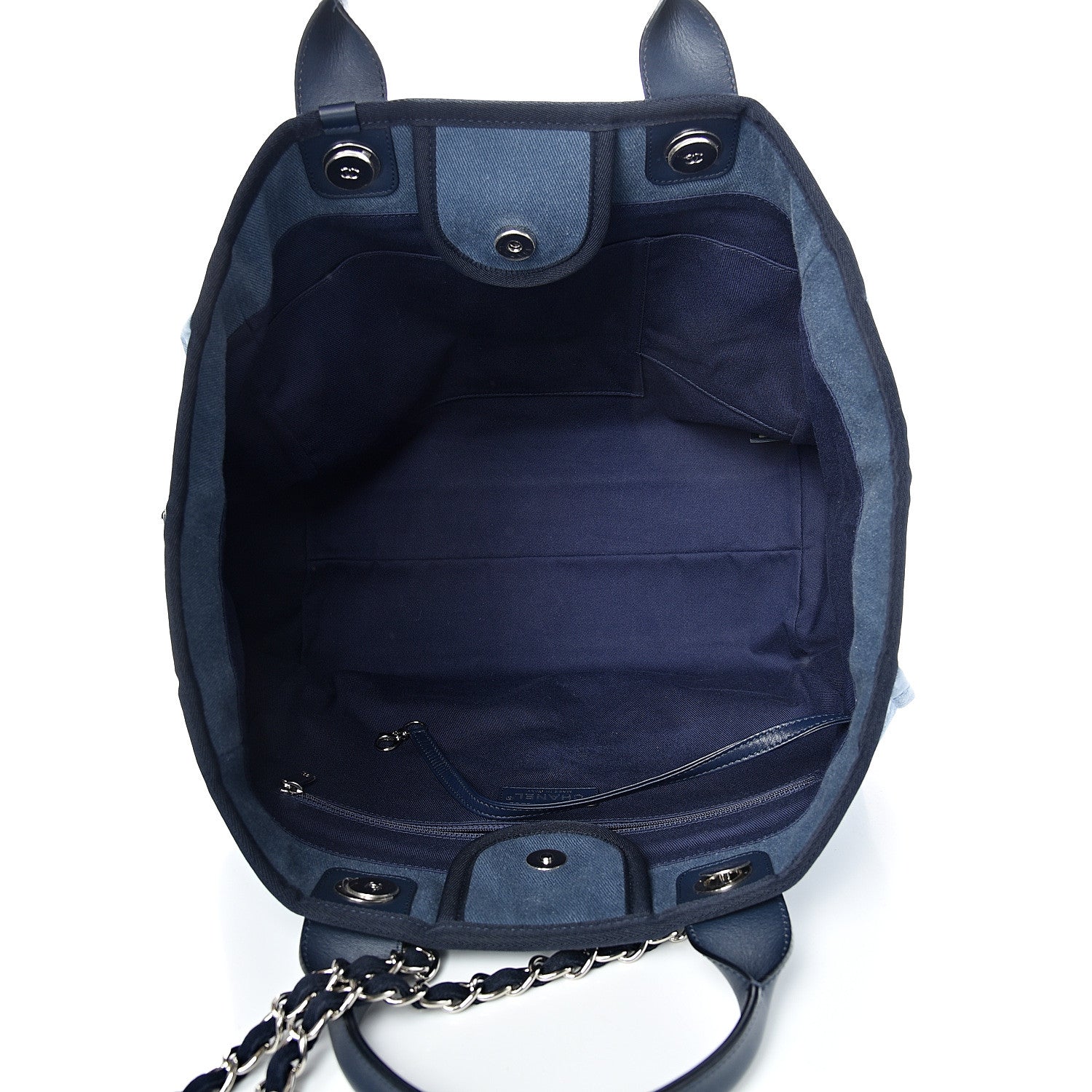 Chanel Canvas Sequin Medium Deauville Tote Navy 4 of 10