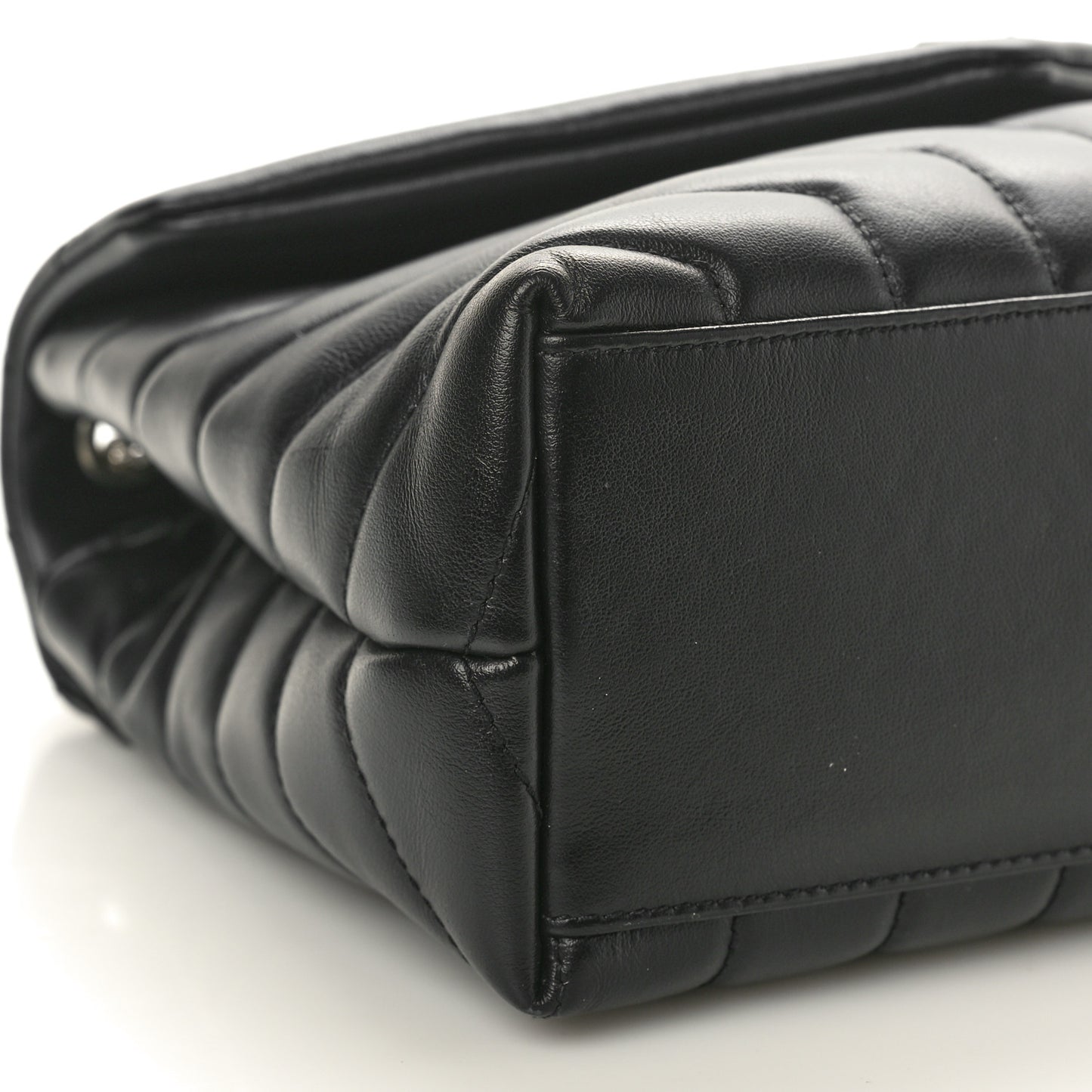 Calfskin Y Quilted Monogram Small Loulou Chain Satchel Black