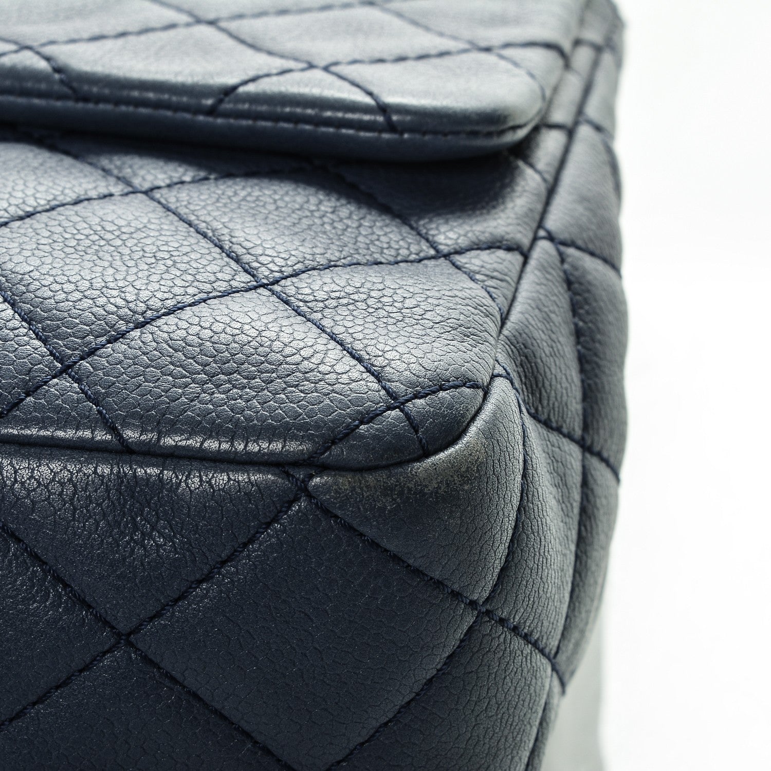 Chanel Washed Caviar Quilted Jumbo Single Flap Blue Roi 9 of 9