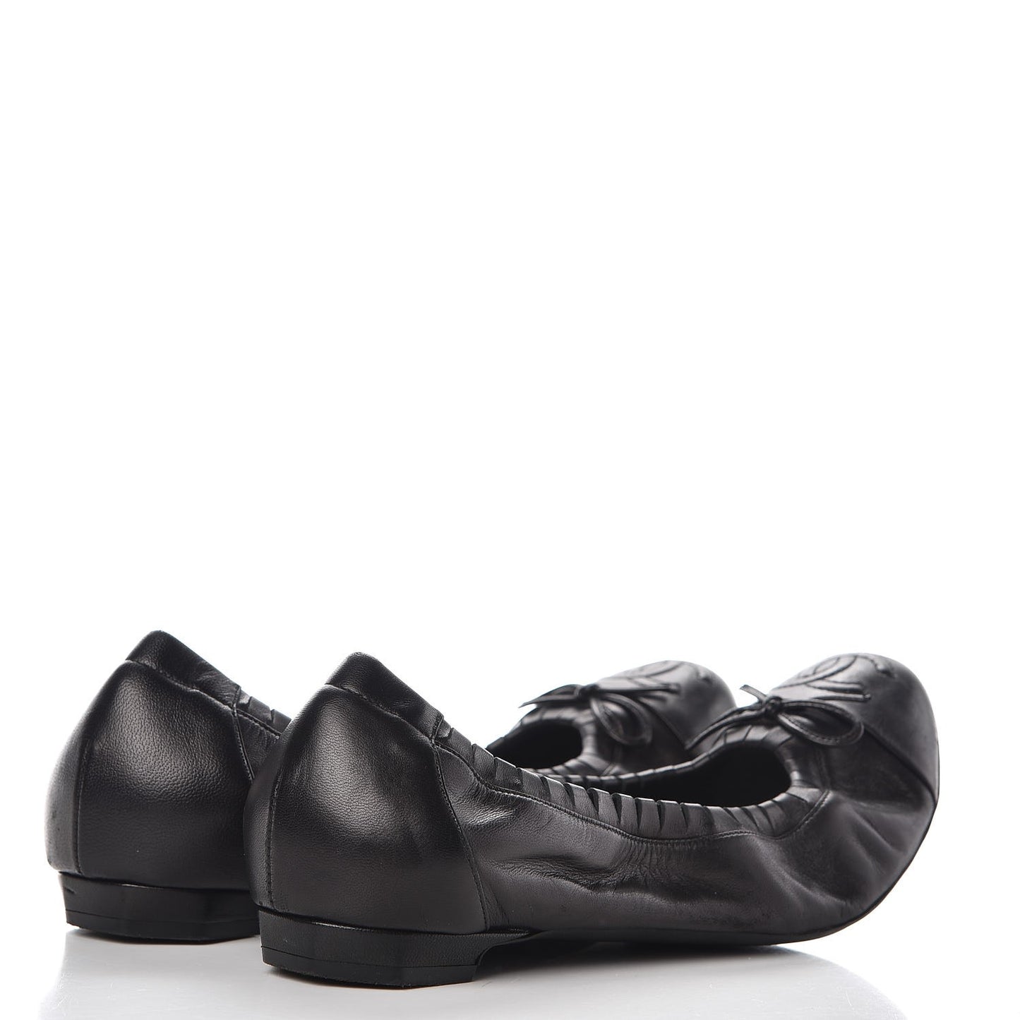 Lambskin CC Elastic Cap Toe Ballerina Flats 38 Black