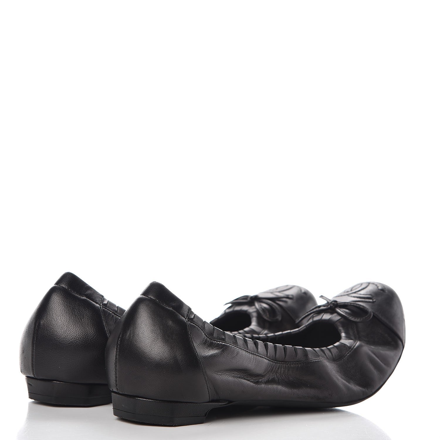 Chanel Lambskin CC Elastic Cap Toe Ballerina Flats 38 Black 4 of 12