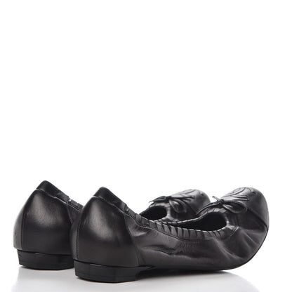 Chanel Lambskin CC Elastic Cap Toe Ballerina Flats 38 Black 4 of 12