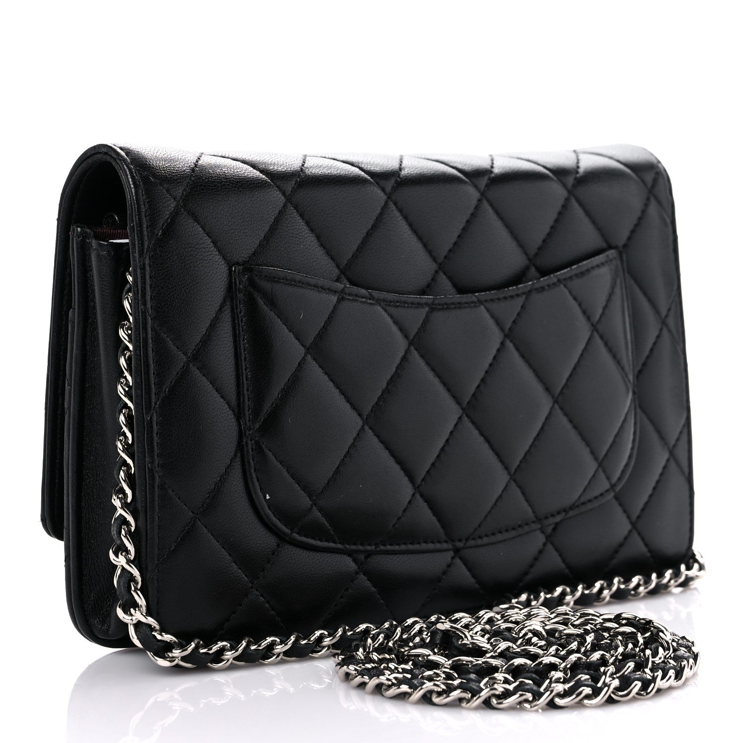 Chanel Lambskin Quilted Wallet On Chain WOC Black 3 of 16