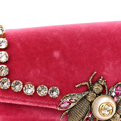 Gucci Velvet Crystal Mini Bee Broadway Shoulder Bag Light Raspberry Rose 13 of 13