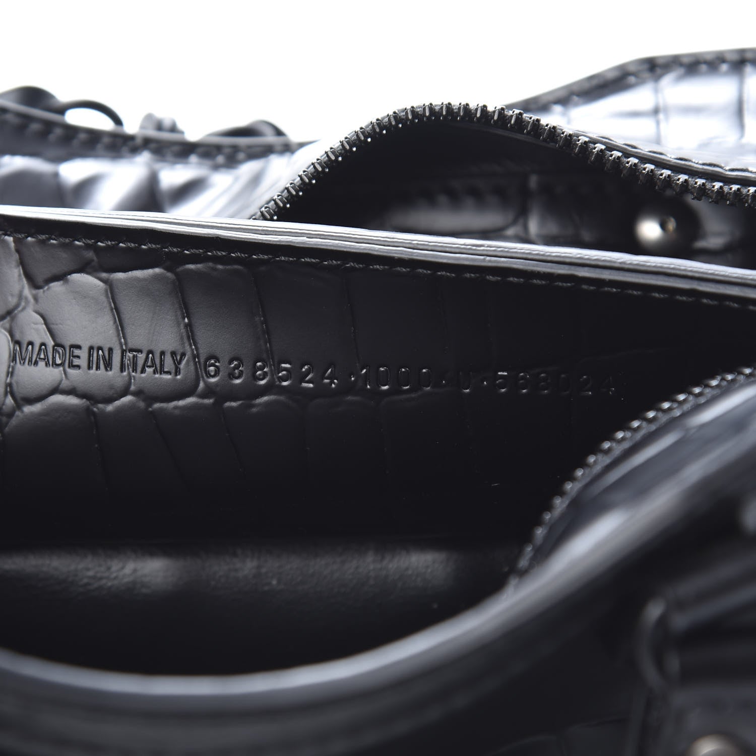 Balenciaga Semi Shiny Calfskin Crocodile Embossed Neo Classic Black Hardware Mini City Black 7 of 10