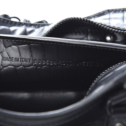 Balenciaga Semi Shiny Calfskin Crocodile Embossed Neo Classic Black Hardware Mini City Black 7 of 10