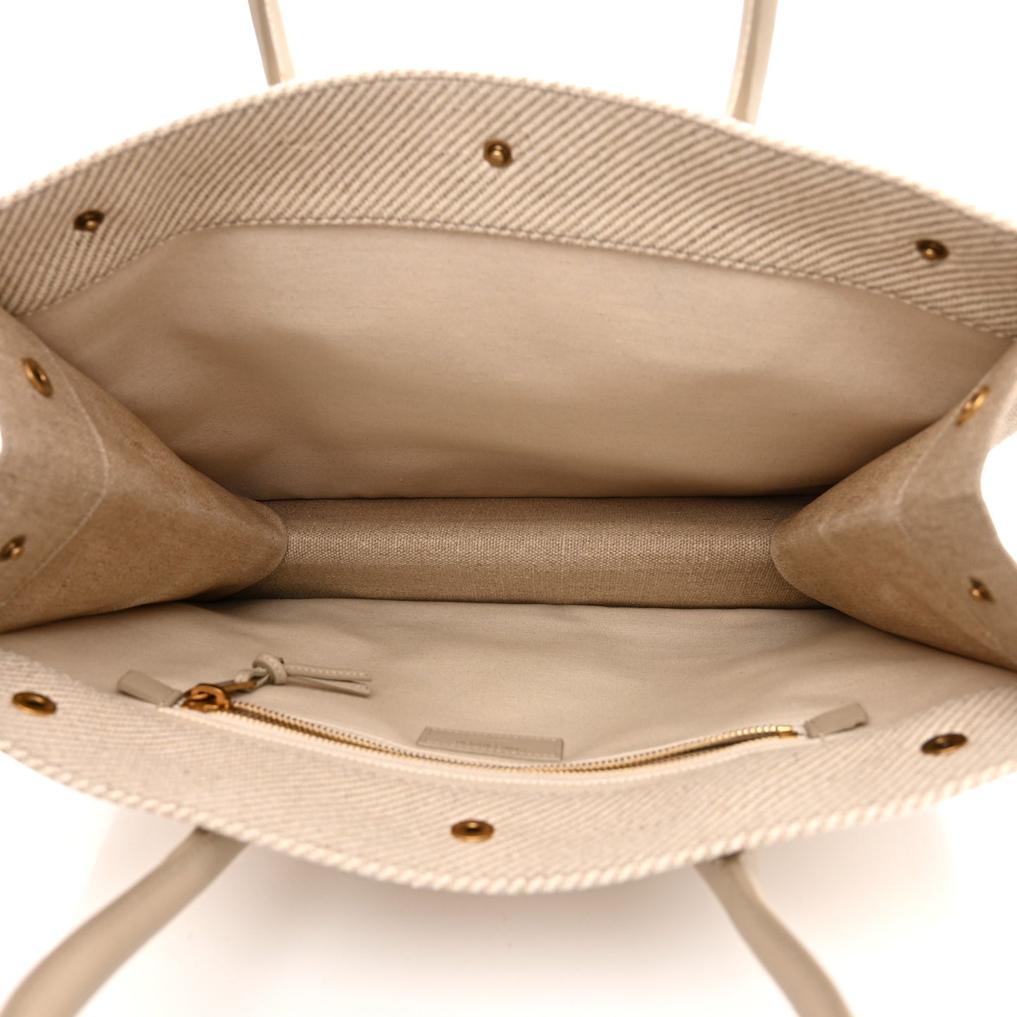 Linen Calfskin Small Rive Gauche Tote Beige Sea Salt