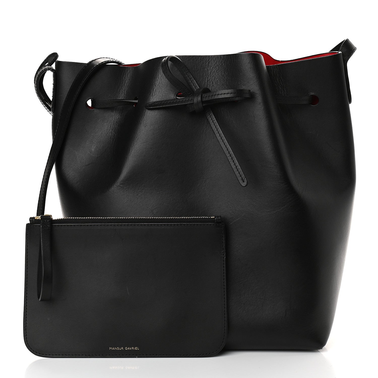 Mansur Gavriel Vegetable Tanned Calfskin Bucket Bag Black Flamma 3 of 13