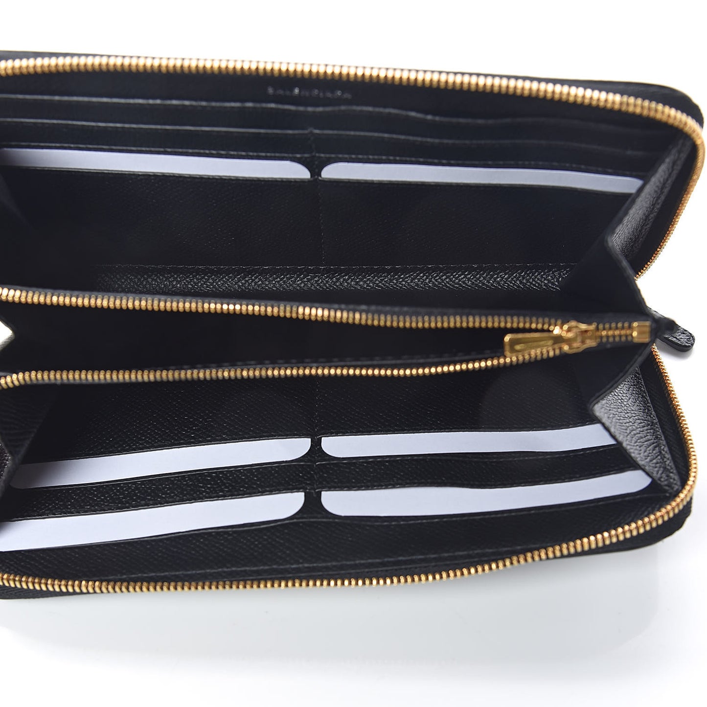 Grained Calfskin BB Continental Zip Around Wallet Black