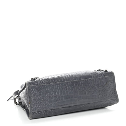Balenciaga Calfskin Crocodile Embossed Classic Hardware City Gris Beton 4 of 9