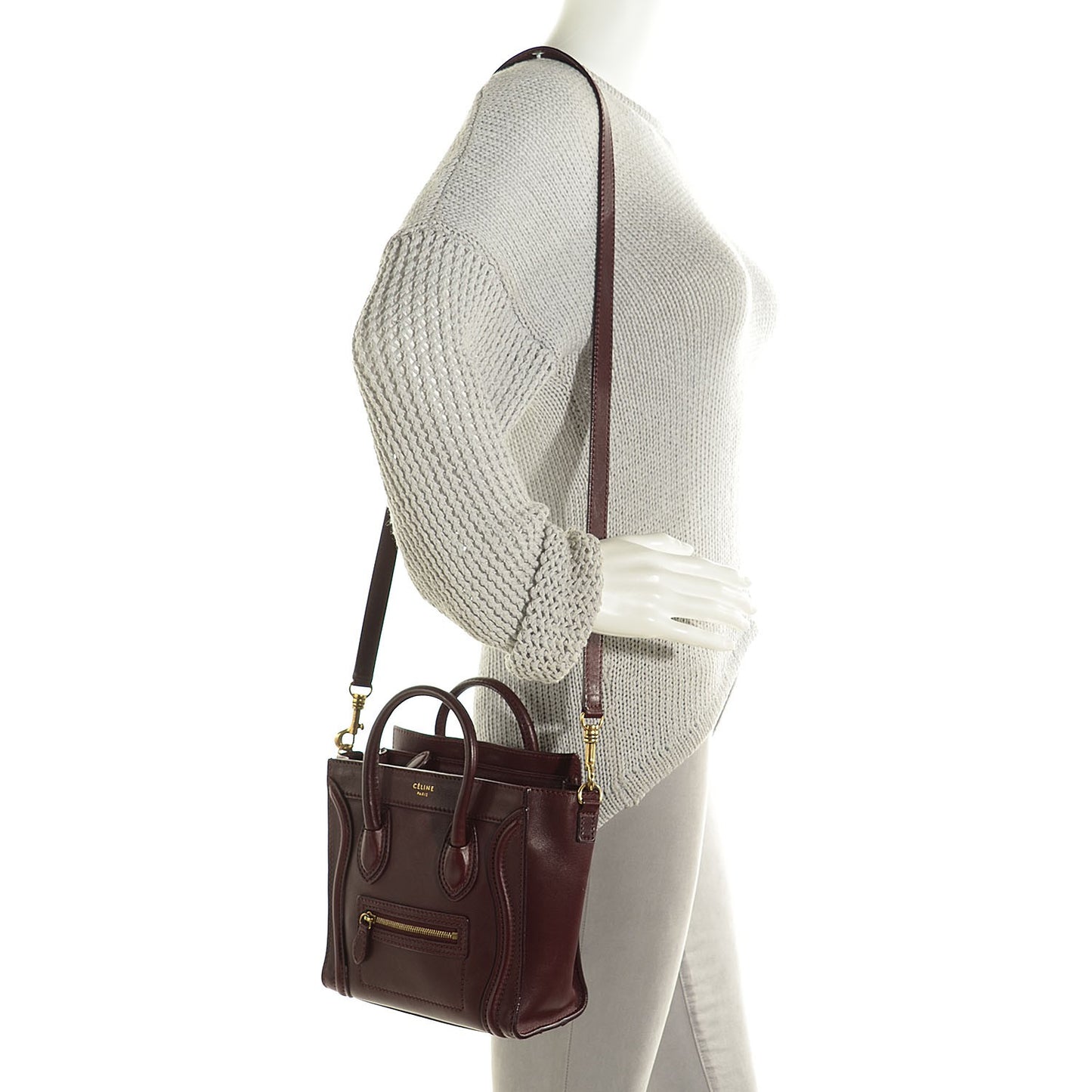 Smooth Calfskin Nano Luggage Burgundy
