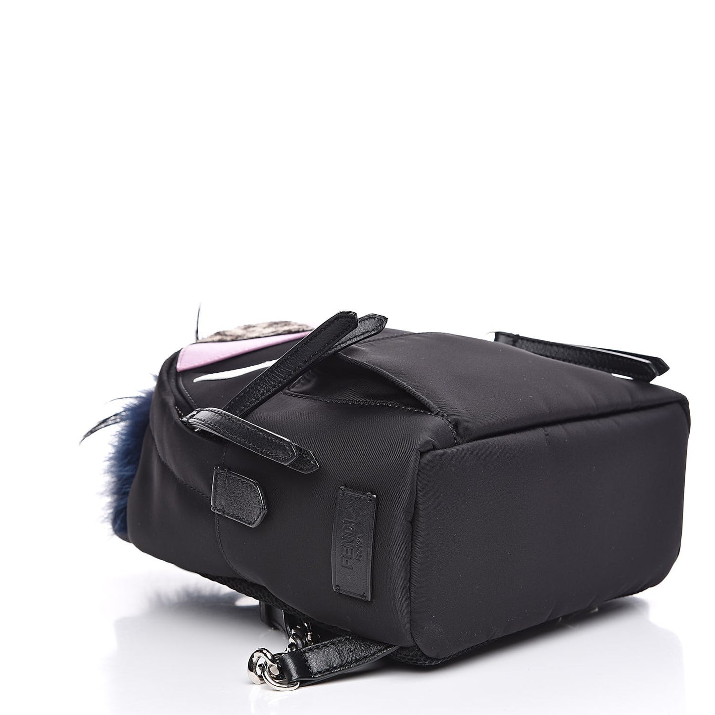 Nylon Vitello Fox Goat Fur Monster Eyes Mini Backpack Black Multicolor Sky