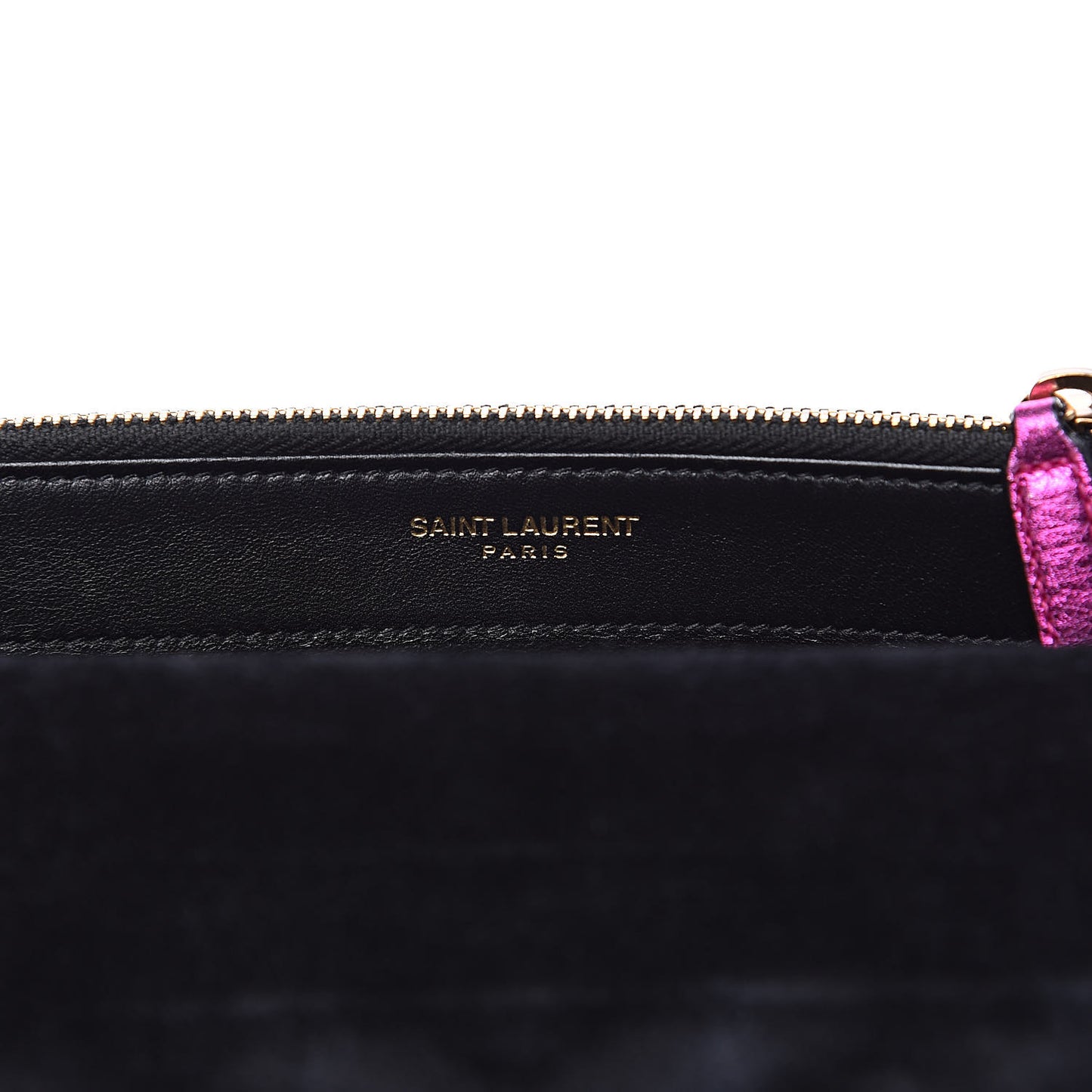 Metallic Calfskin Matelasse Chevron Monogram Envelope Chain Wallet Fuchsia