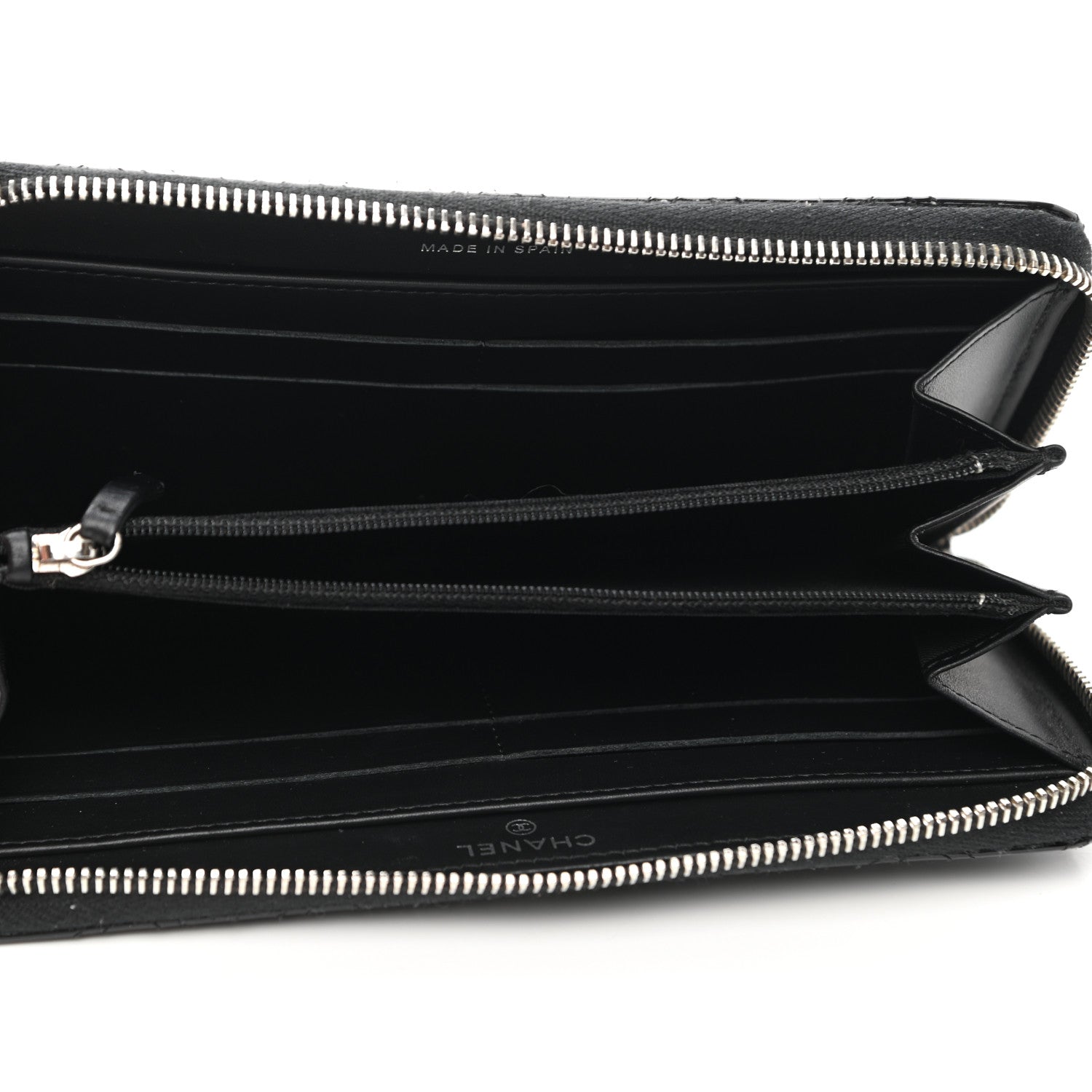 Chanel Patent Quilted Large Gusset Zip Around Wallet Black 5 of 10