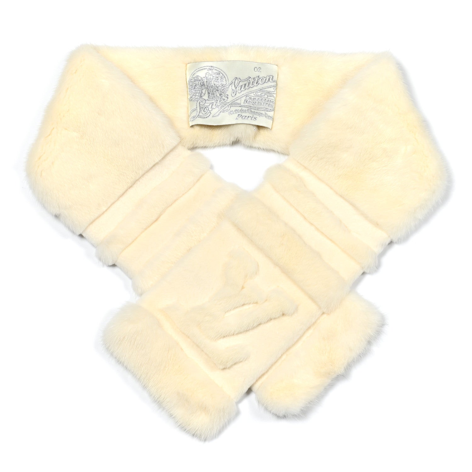 Louis Vuitton Mink Fur LV Scarf White 1 of 3