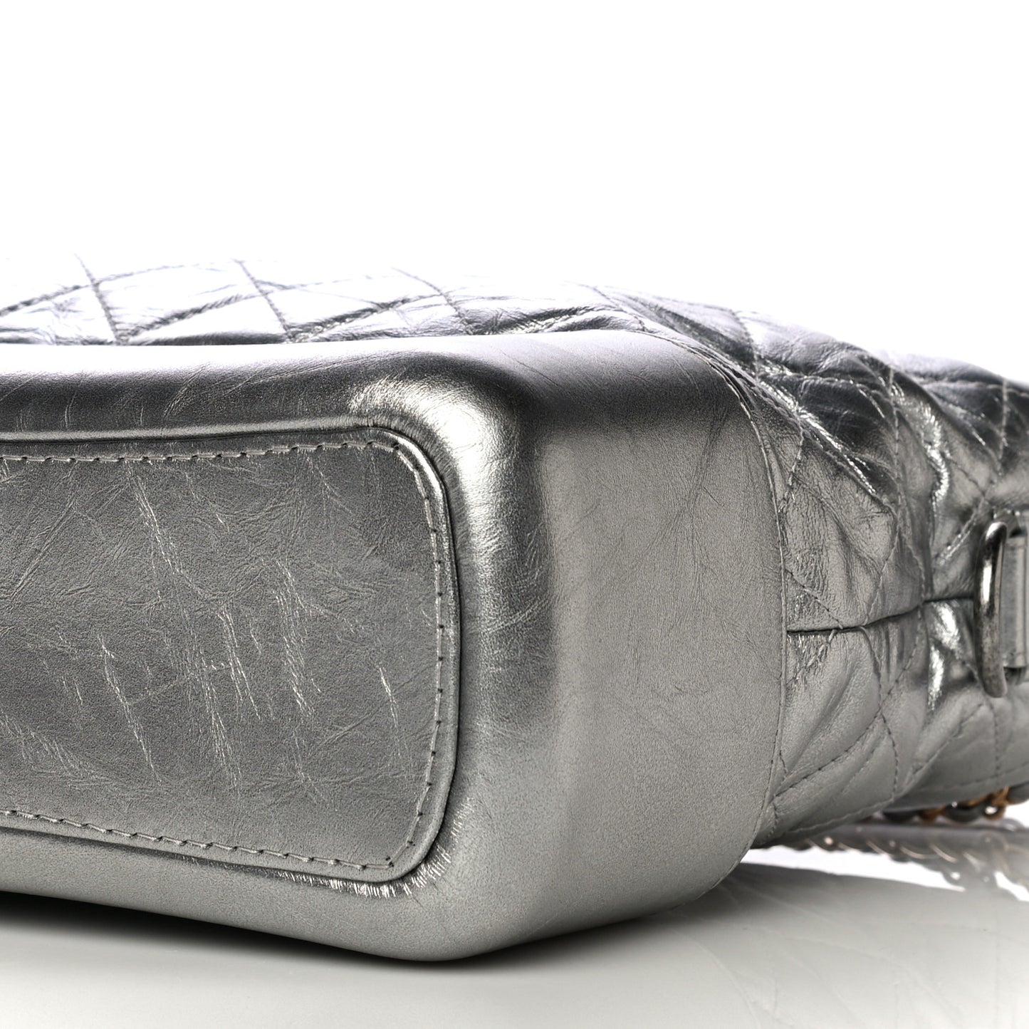 Metallic Lambskin Calfskin Quilted Medium Gabrielle Hobo Silver