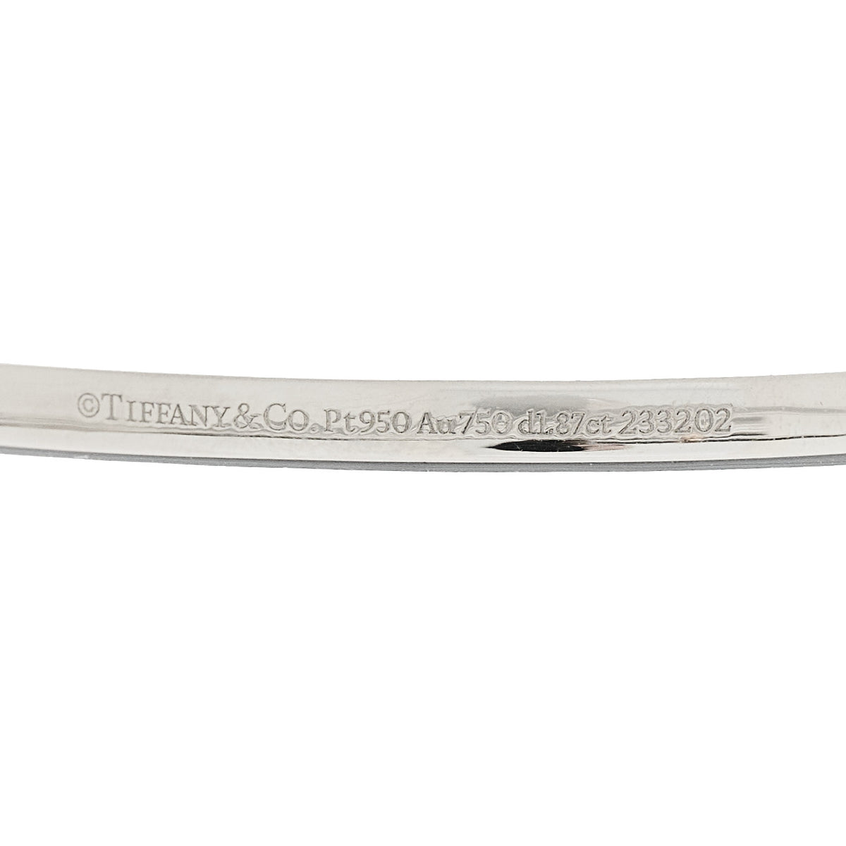 Tiffany Platinum 18K Yellow Gold Diamond Edge Hinged Bypass Bangle Bracelet 3 of 4