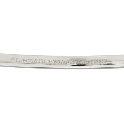 Tiffany Platinum 18K Yellow Gold Diamond Edge Hinged Bypass Bangle Bracelet 3 of 4