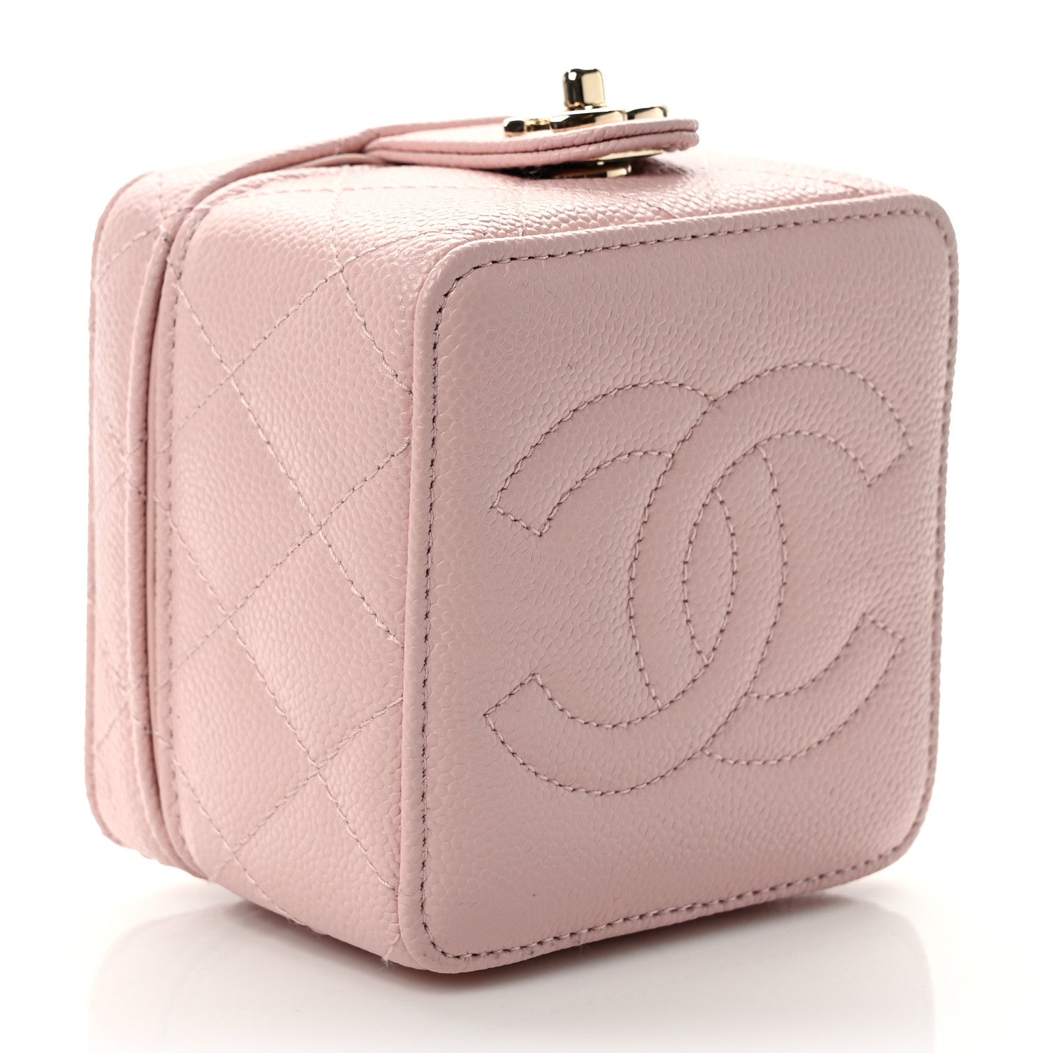 Chanel Caviar Quilted Mini Vanity Wrist Case With Chain Light Pink 10 of 12