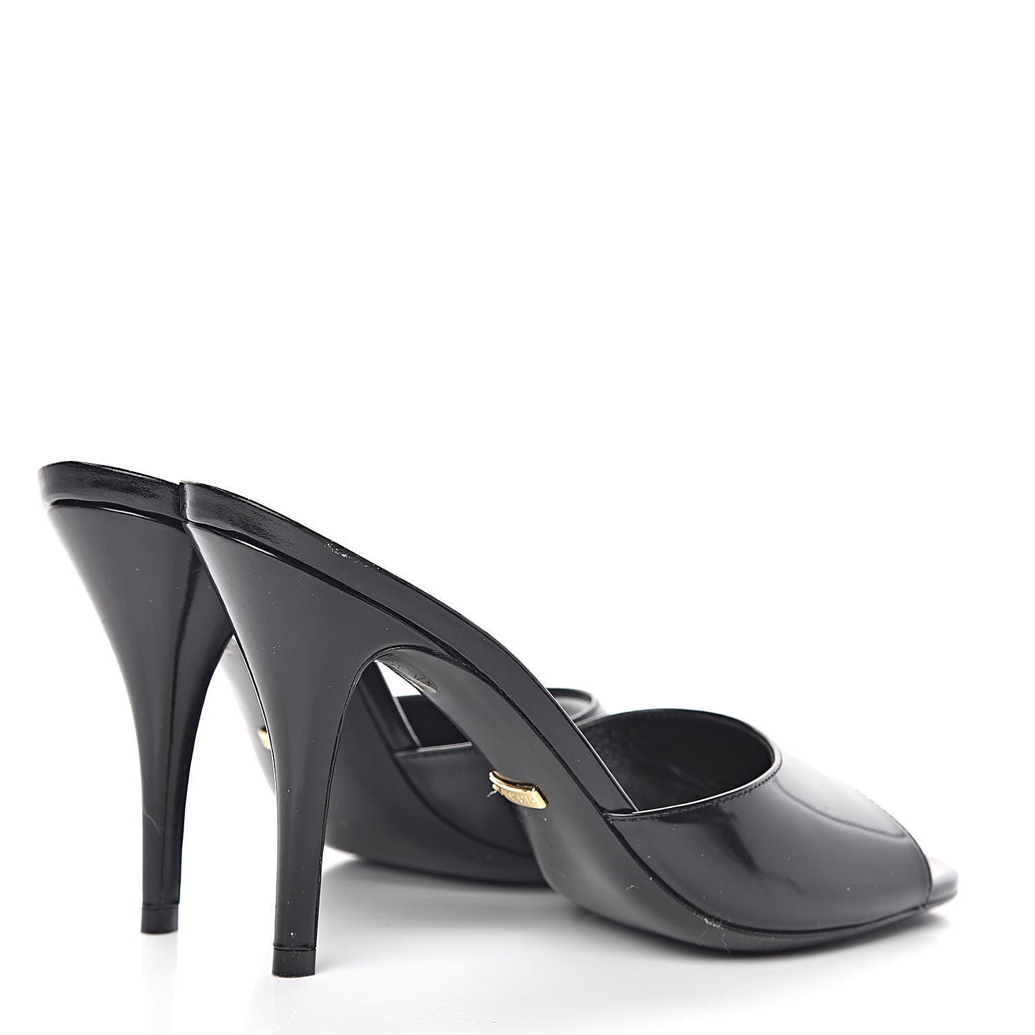 Gucci Polished Calfskin Scarlet Mid Heel Slide Sandals 37 Black 4 of 13