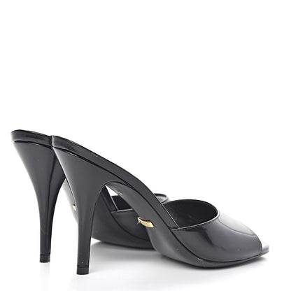 Gucci Polished Calfskin Scarlet Mid Heel Slide Sandals 37 Black 4 of 13