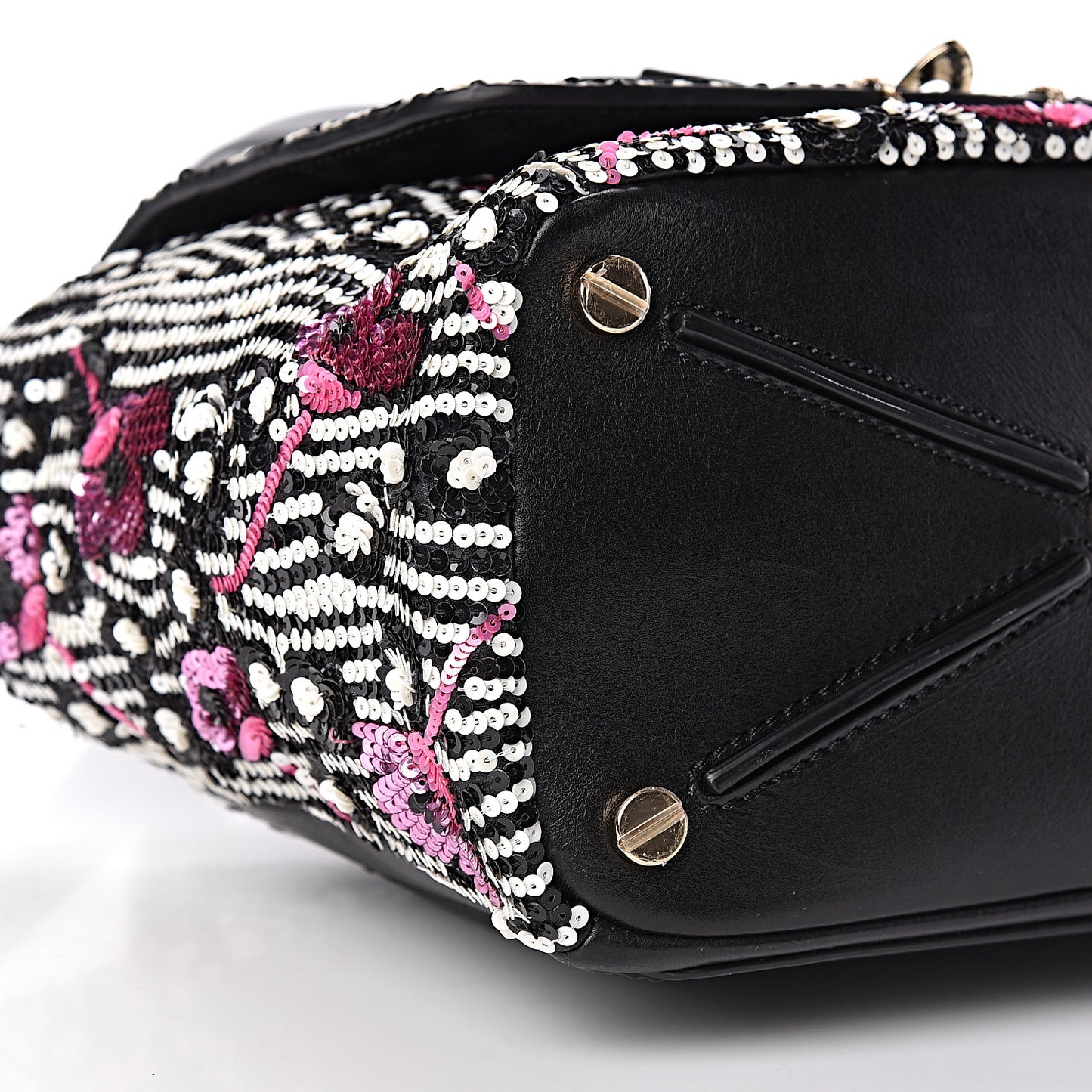 Sequin Calfskin Small Demilune Double Handle Satchel Multi