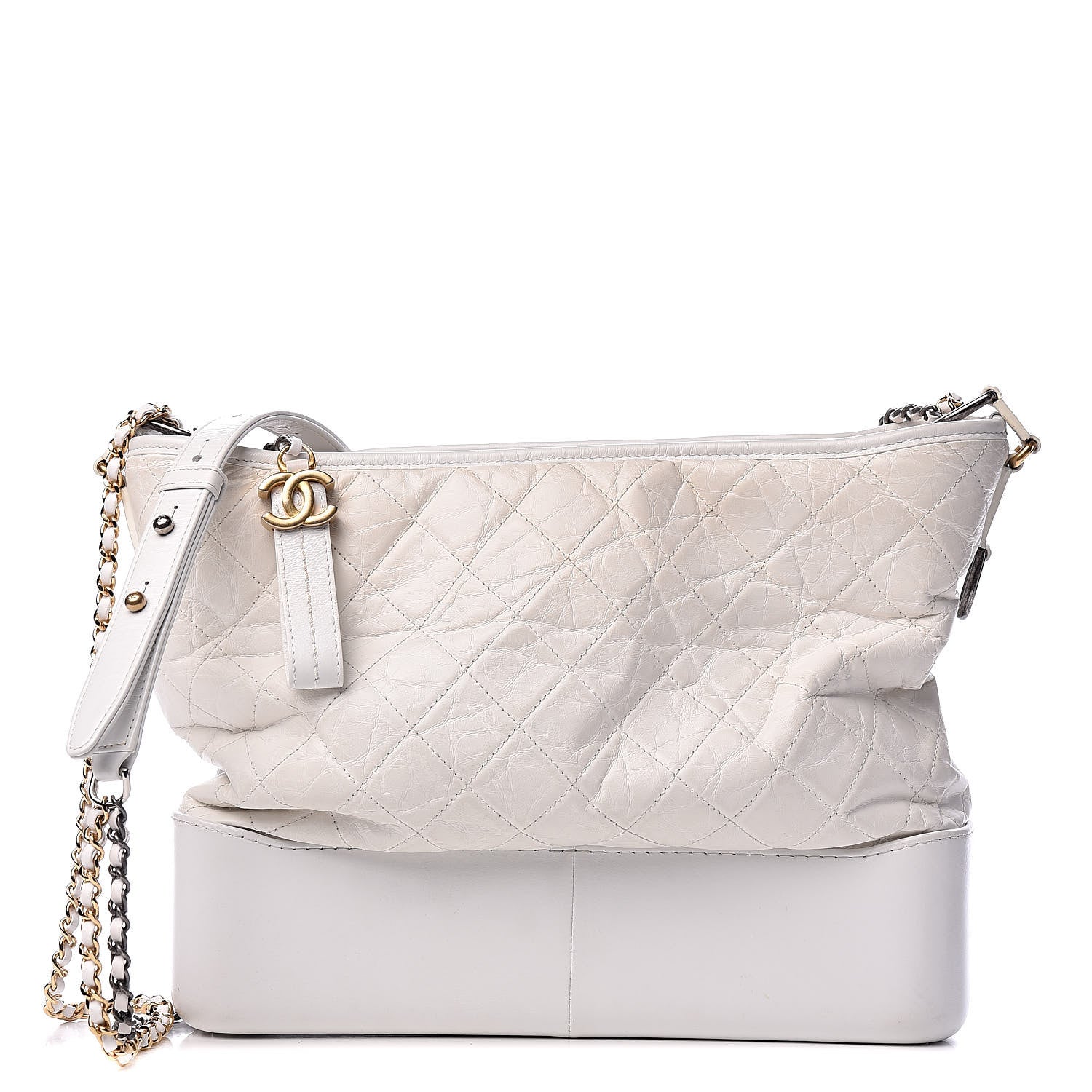Chanel Aged Calfskin Quilted Large Gabrielle Hobo White 1 of 12