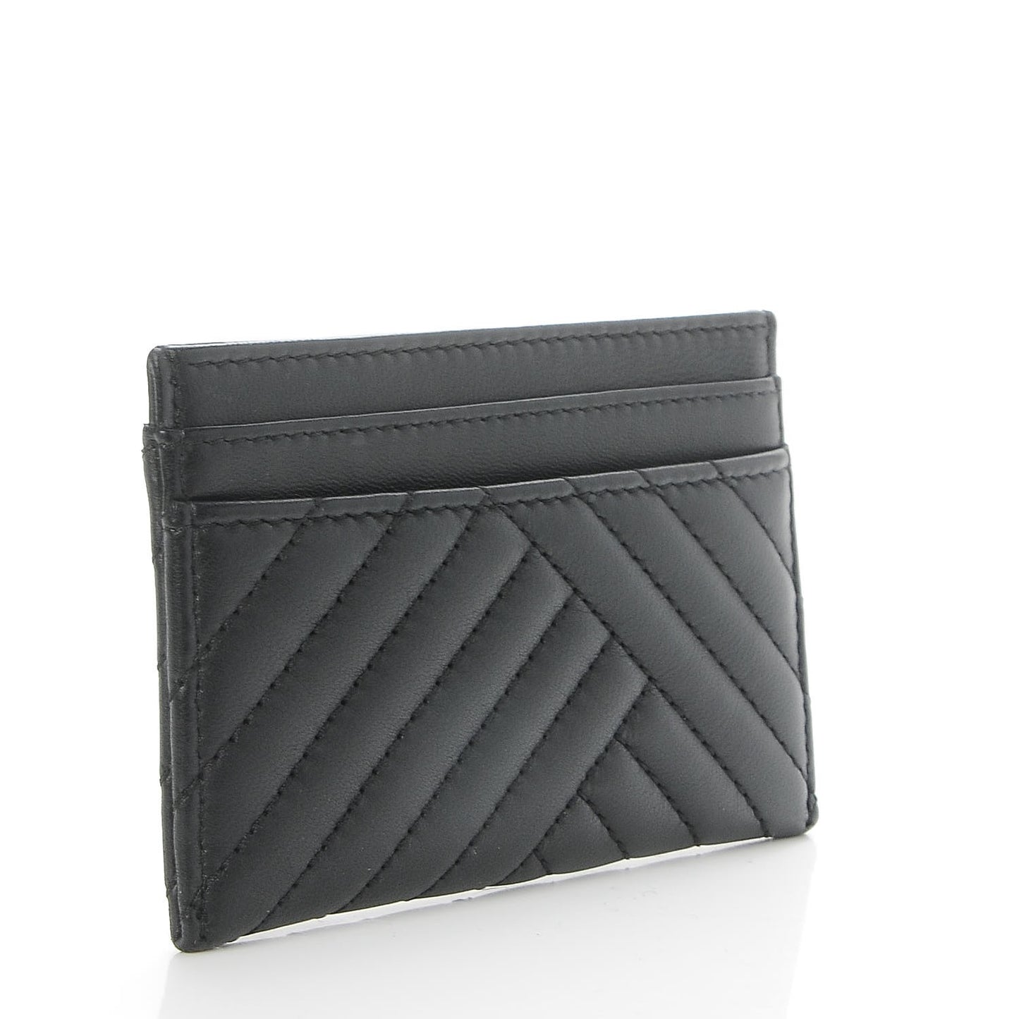 Lambskin Quilted CC Crossing Card Holder Black