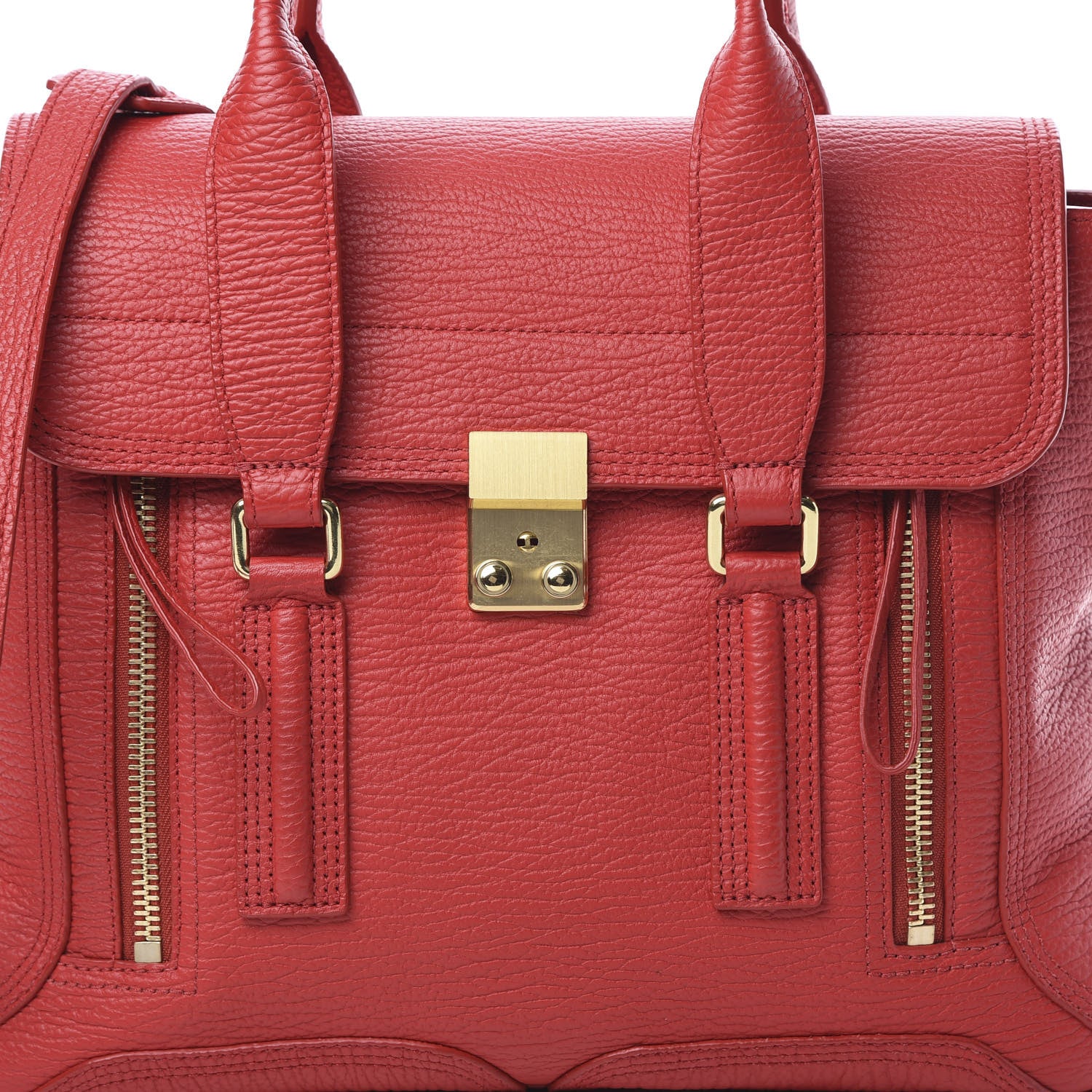 3.1 Phillip Lim 3.1 Textured Calfskin Medium Pashli Satchel Red 9 of 12