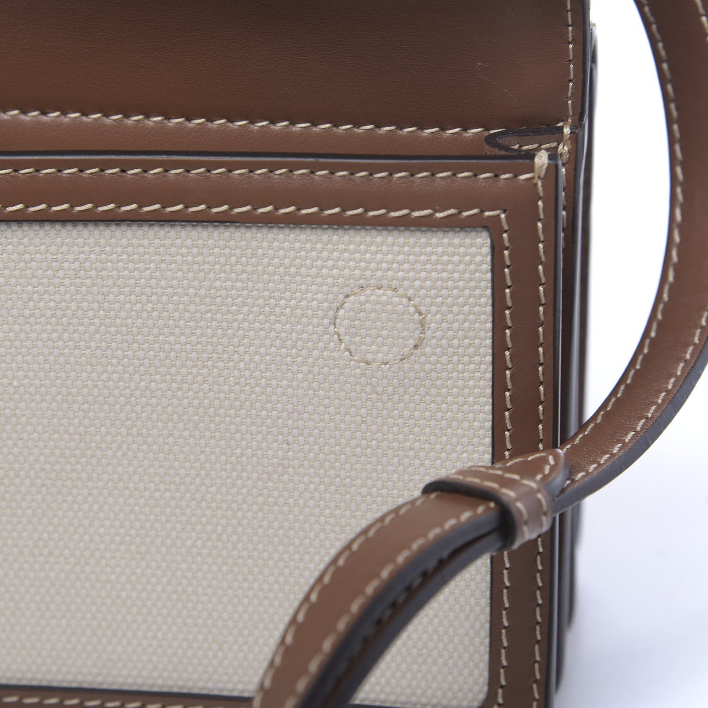 Smooth Calfskin Canvas Horseferry Print Mini Title Bag with Pocket Natural Malt Brown
