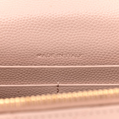 Saint Laurent Grain De Poudre Matelasse Chevron Monogram Envelope Chain Wallet Pale Pink 7 of 12