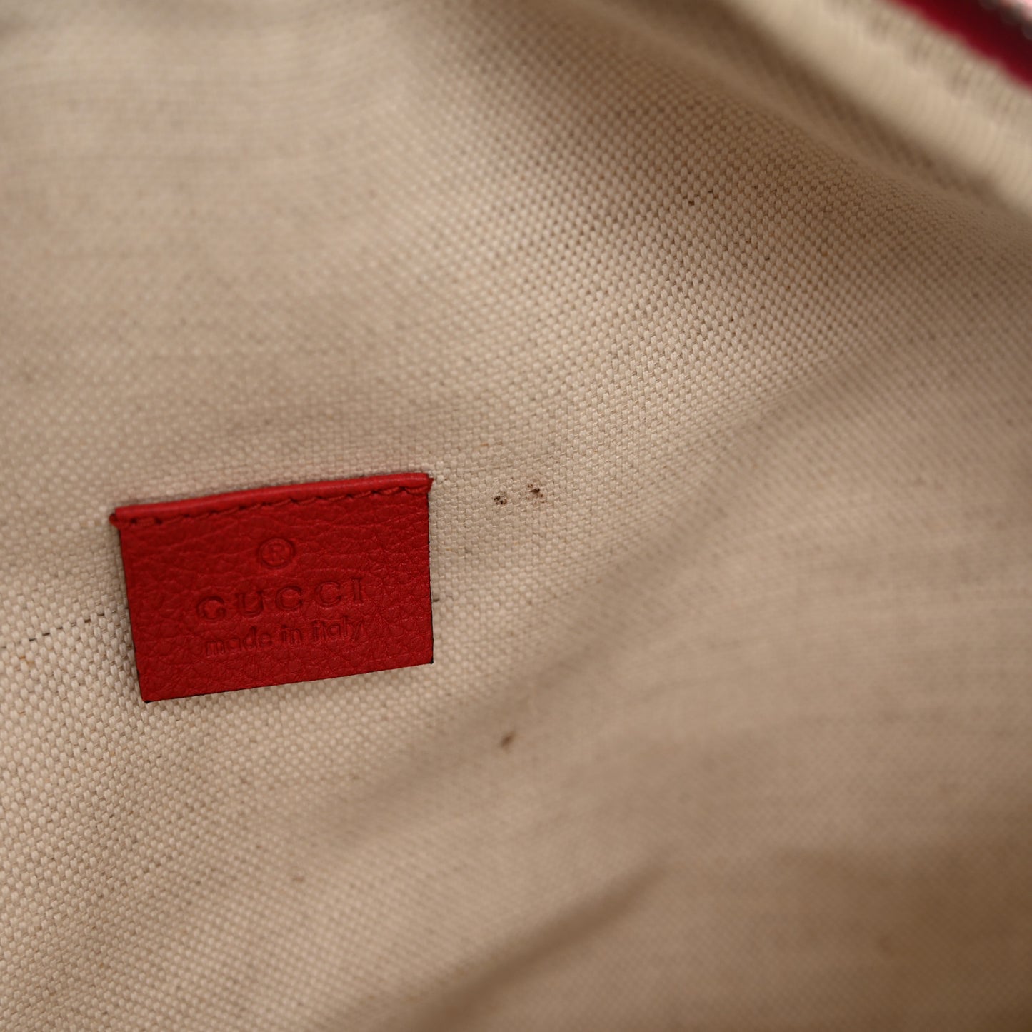 Grained Calfskin Small Logo Belt Bag Hibiscus Red