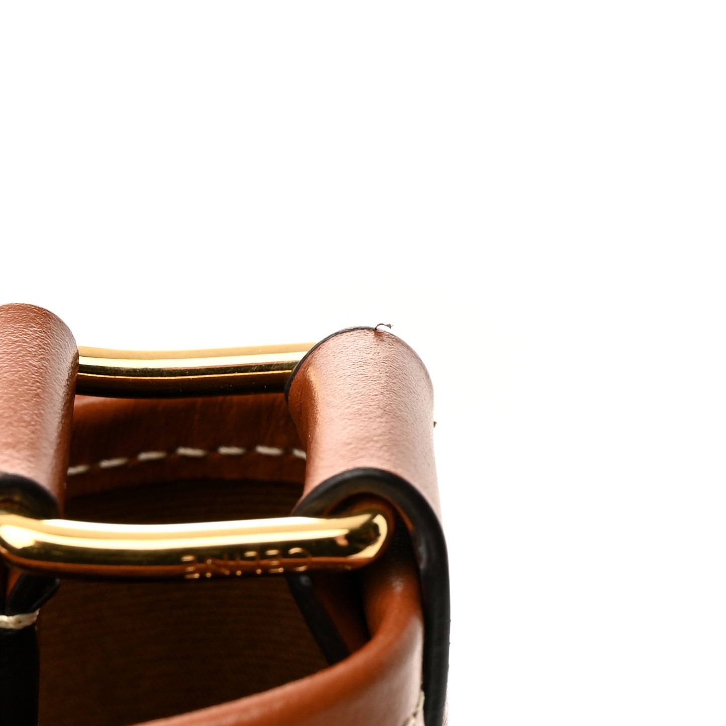 Triomphe Canvas Calfskin Small Bucket Bag Tan