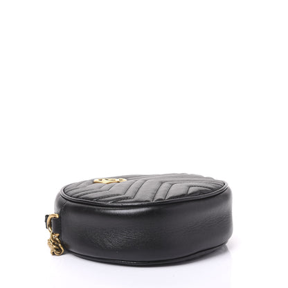 Gucci Azalea Calfskin Matelasse Heart Mini GG Marmont Round Shoulder Bag Black 3 of 9