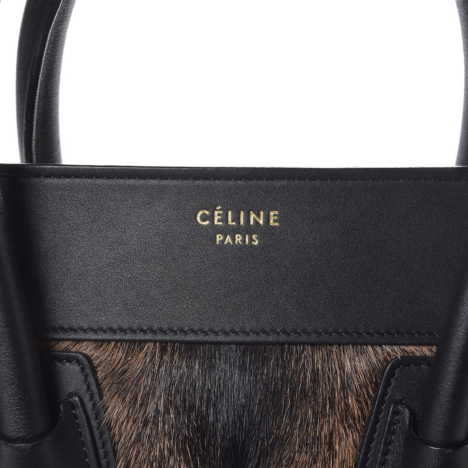 Celine Smooth Calfskin Goat Fur Mini Luggage Brown 6 of 7