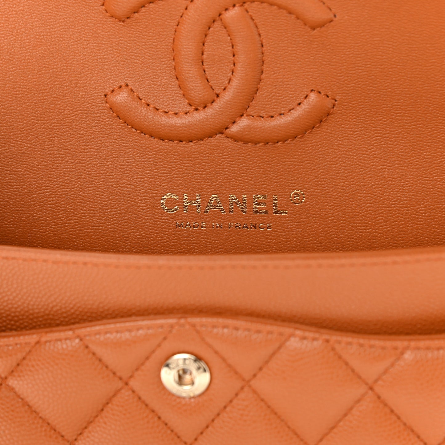 Caviar Quilted Small Double Flap Light Brown
