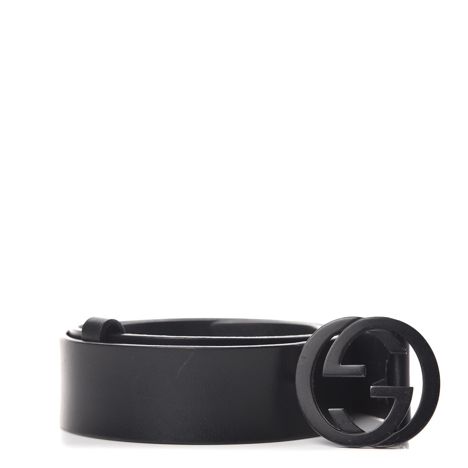 Gucci Selleria Calfskin Monochrome Interlocking G 37mm Belt 105 42 Black 1 of 8