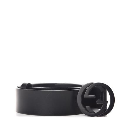 Gucci Selleria Calfskin Monochrome Interlocking G 37mm Belt 105 42 Black 1 of 8